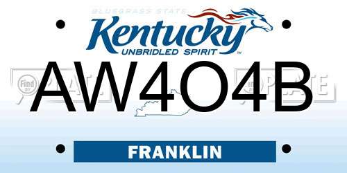 AW4O4B Kentucky License Plate