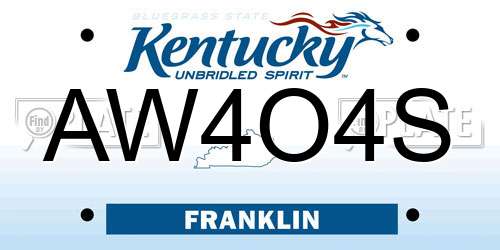 AW4O4S Kentucky License Plate