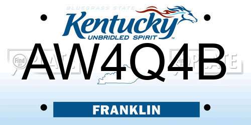 AW4Q4B Kentucky License Plate