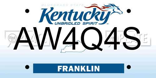 AW4Q4S Kentucky License Plate