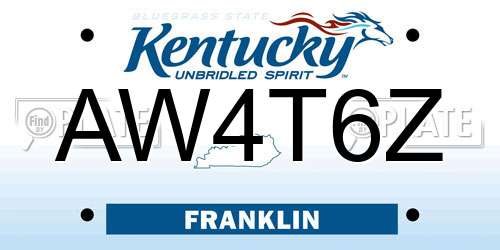 AW4T6Z Kentucky License Plate