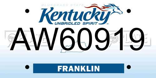 AW60919 Kentucky License Plate