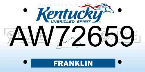 AW72659 Kentucky License Plate