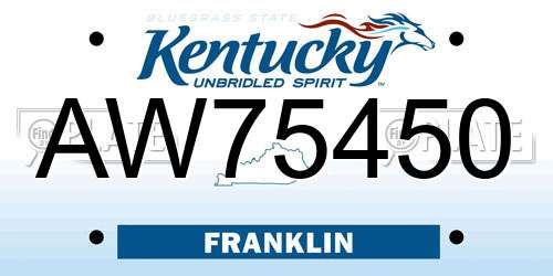 AW75450 Kentucky License Plate