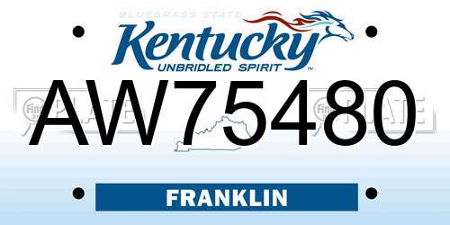 AW75480 Kentucky License Plate