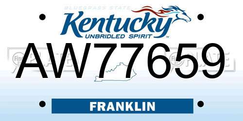 AW77659 Kentucky License Plate