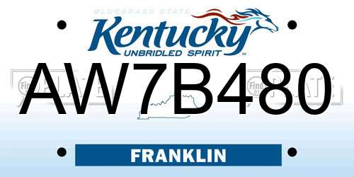 AW7B480 Kentucky License Plate