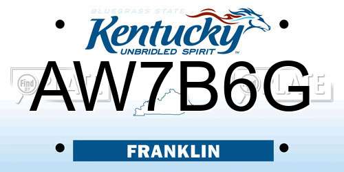 AW7B6G Kentucky License Plate