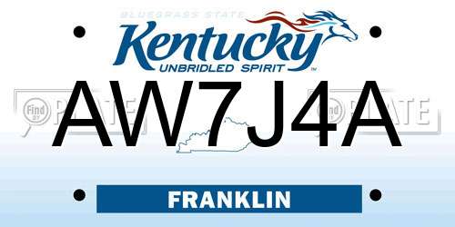 AW7J4A Kentucky License Plate