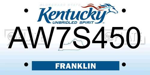 AW7S450 Kentucky License Plate