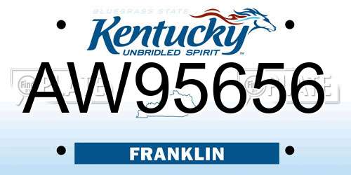AW95656 Kentucky License Plate