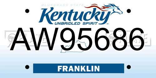 AW95686 Kentucky License Plate
