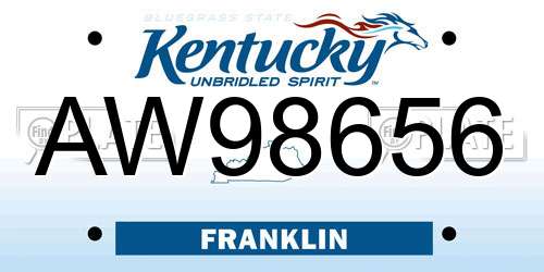 AW98656 Kentucky License Plate