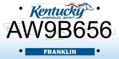 AW9B656 Kentucky License Plate