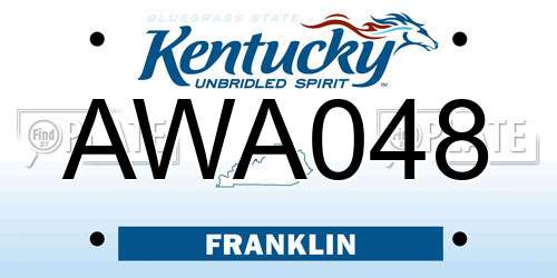 AWA048 Kentucky License Plate