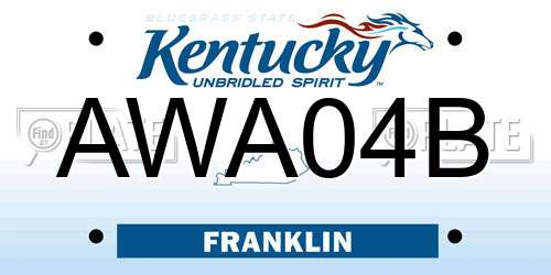AWA04B Kentucky License Plate