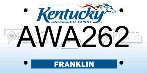 AWA262 Kentucky License Plate