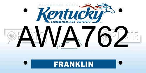 AWA762 Kentucky License Plate