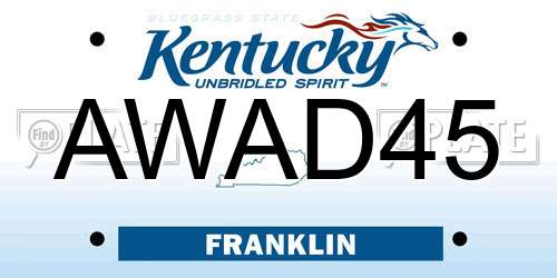 AWAD45 Kentucky License Plate
