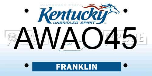 AWAO45 Kentucky License Plate