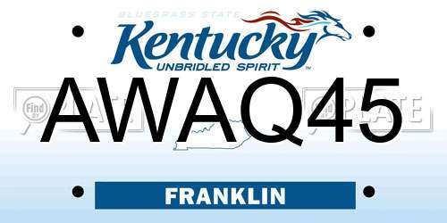 AWAQ45 Kentucky License Plate