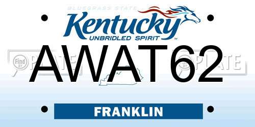 AWAT62 Kentucky License Plate