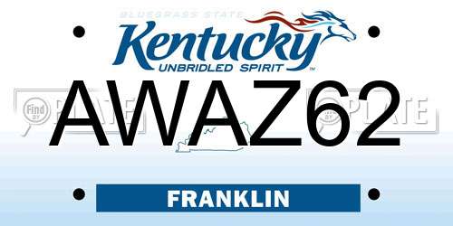 AWAZ62 Kentucky License Plate