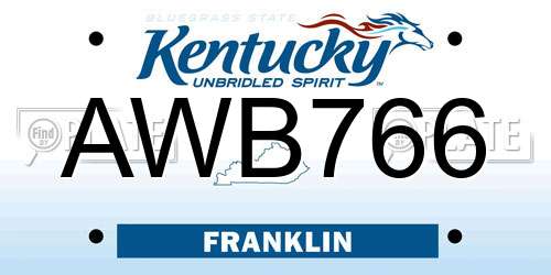 AWB766 Kentucky License Plate