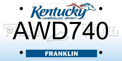 AWD740 Kentucky License Plate
