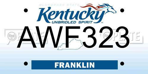 AWF323 Kentucky License Plate