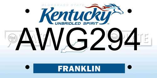 AWG294 Kentucky License Plate