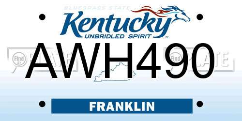 AWH490 Kentucky License Plate
