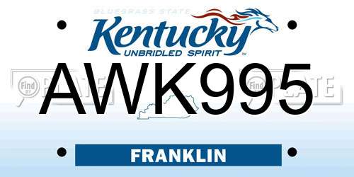 AWK995 Kentucky License Plate