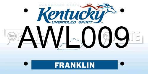 AWL009 Kentucky License Plate