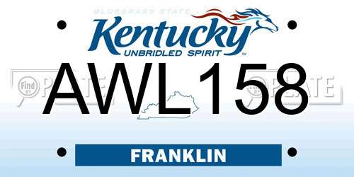 AWL158 Kentucky License Plate