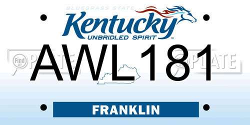 AWL181 Kentucky License Plate