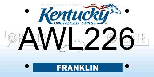 AWL226 Kentucky License Plate