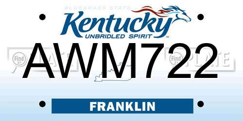 AWM722 Kentucky License Plate