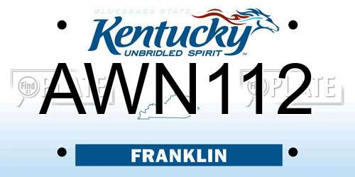 AWN112 Kentucky License Plate