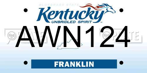 AWN124 Kentucky License Plate