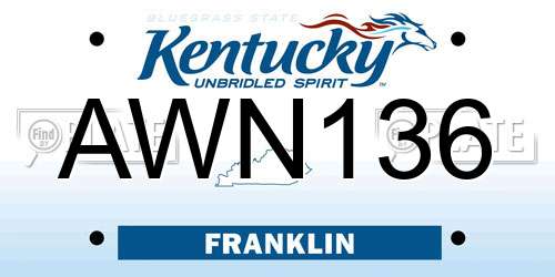 AWN136 Kentucky License Plate