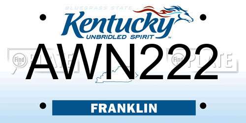 AWN222 Kentucky License Plate