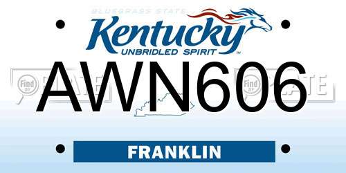 AWN606 Kentucky License Plate