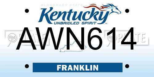 AWN614 Kentucky License Plate