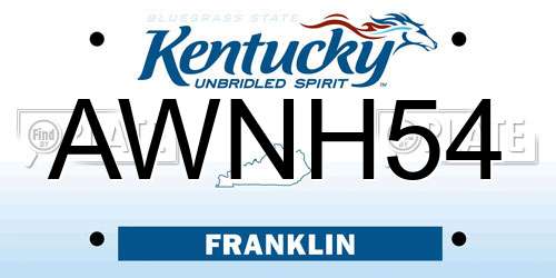 AWNH54 Kentucky License Plate