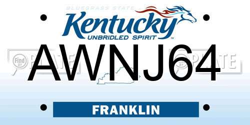AWNJ64 Kentucky License Plate