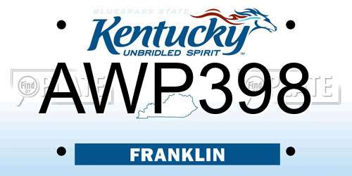 AWP398 Kentucky License Plate