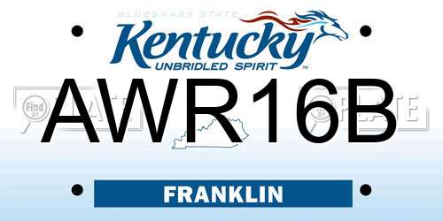 AWR16B Kentucky License Plate