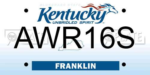 AWR16S Kentucky License Plate