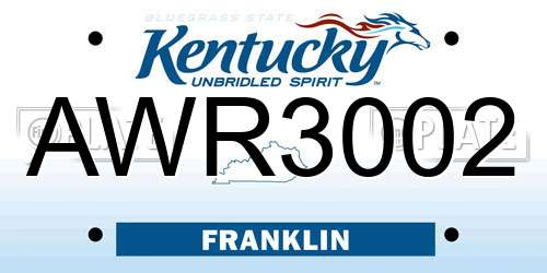 AWR3002 Kentucky License Plate
